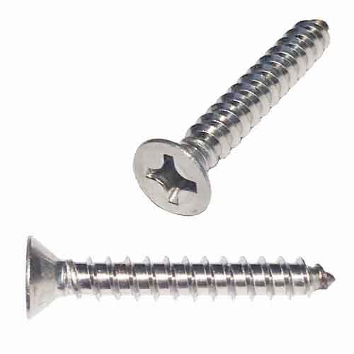 FPTS121S #12 X 1" Flat Head, Phillips, Tapping Screw, 18-8 Stainless